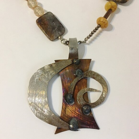 Crescent Pendant One Of A Kind Unique Handmade Stainless Steel Artisan New Gift - Picture 1 of 7